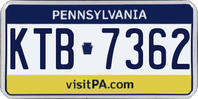 PA license plate KTB7362