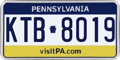 PA license plate KTB8019