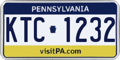 PA license plate KTC1232