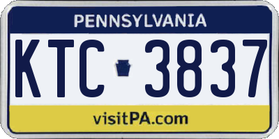 PA license plate KTC3837