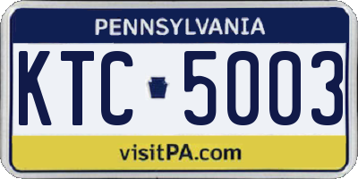 PA license plate KTC5003
