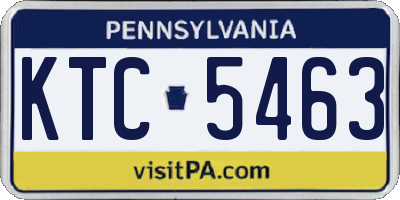 PA license plate KTC5463