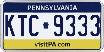 PA license plate KTC9333