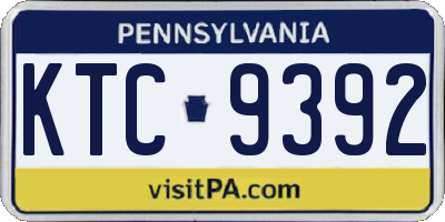 PA license plate KTC9392