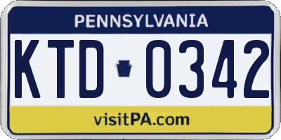 PA license plate KTD0342