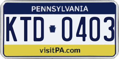 PA license plate KTD0403