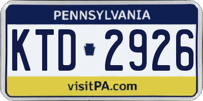 PA license plate KTD2926