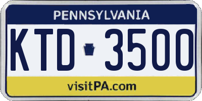 PA license plate KTD3500