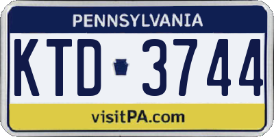PA license plate KTD3744