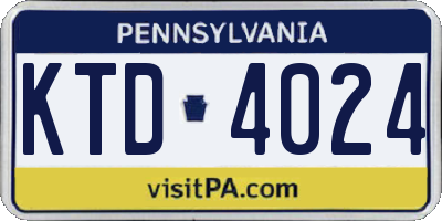 PA license plate KTD4024