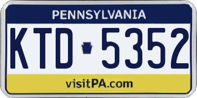 PA license plate KTD5352