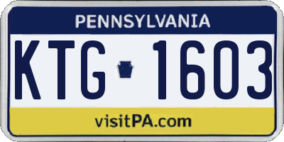 PA license plate KTG1603