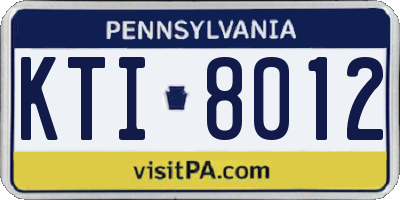 PA license plate KTI8012