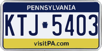 PA license plate KTJ5403