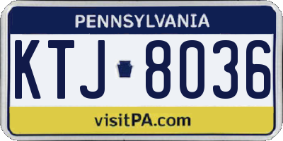 PA license plate KTJ8036