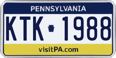 PA license plate KTK1988