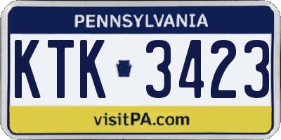 PA license plate KTK3423
