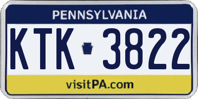 PA license plate KTK3822