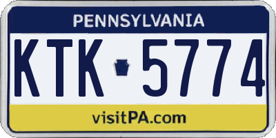 PA license plate KTK5774