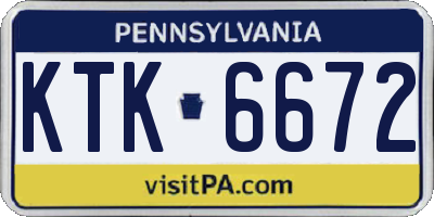 PA license plate KTK6672
