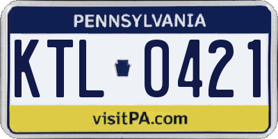 PA license plate KTL0421