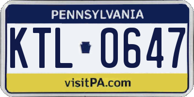 PA license plate KTL0647