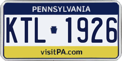 PA license plate KTL1926