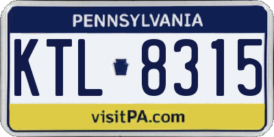 PA license plate KTL8315