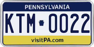PA license plate KTM0022