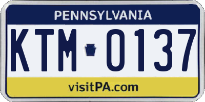 PA license plate KTM0137