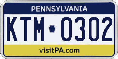 PA license plate KTM0302