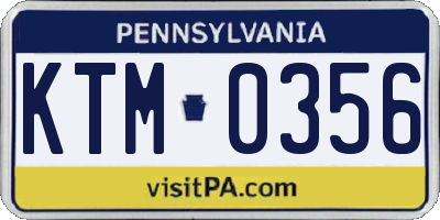 PA license plate KTM0356