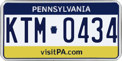 PA license plate KTM0434