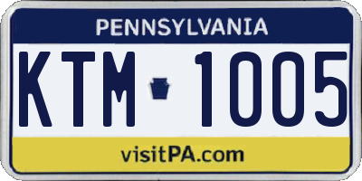 PA license plate KTM1005