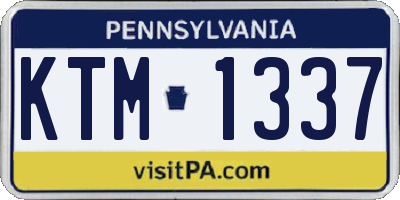 PA license plate KTM1337