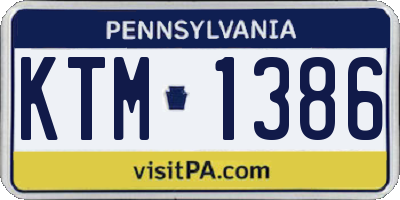 PA license plate KTM1386
