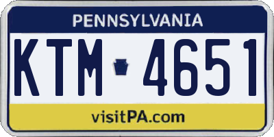 PA license plate KTM4651