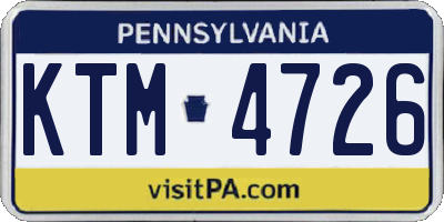PA license plate KTM4726