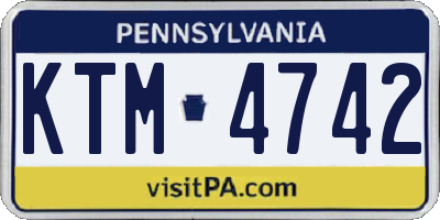 PA license plate KTM4742
