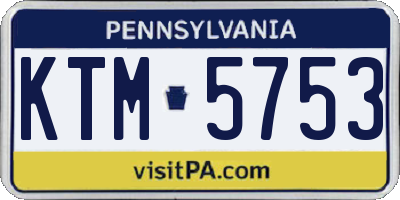 PA license plate KTM5753