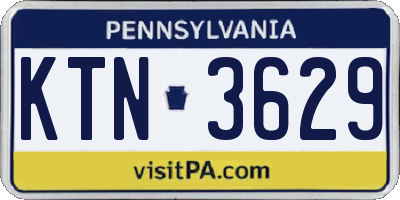 PA license plate KTN3629