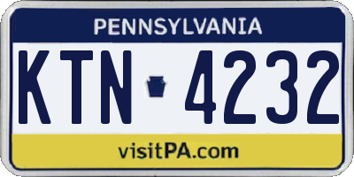 PA license plate KTN4232