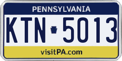 PA license plate KTN5013