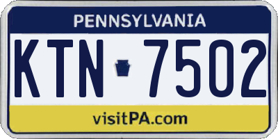 PA license plate KTN7502