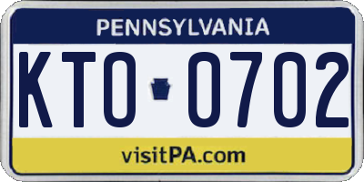 PA license plate KTO0702