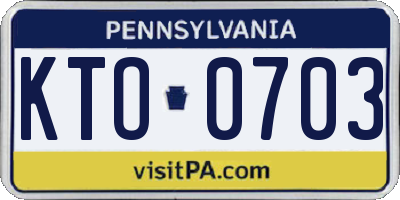 PA license plate KTO0703