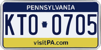 PA license plate KTO0705