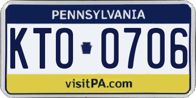 PA license plate KTO0706