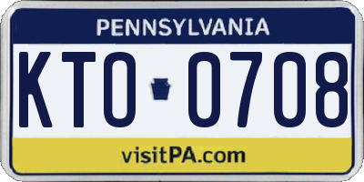 PA license plate KTO0708