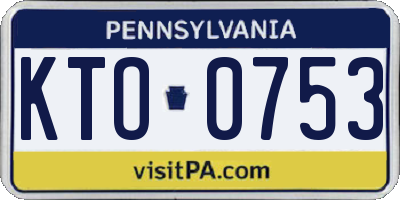 PA license plate KTO0753